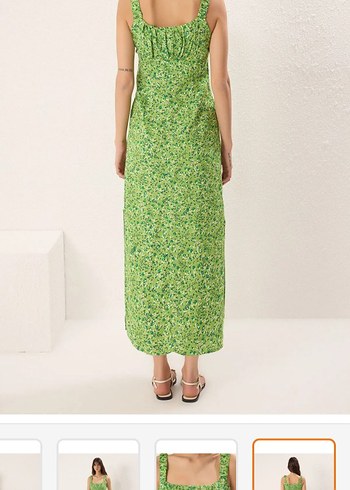 Yeşil Uzun Askılı Salaş Elbise - Görsel 2