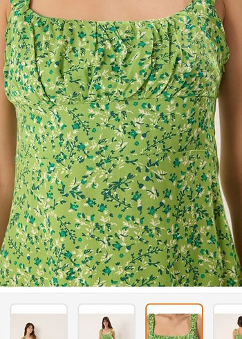 Yeşil Uzun Askılı Salaş Elbise - Görsel 3