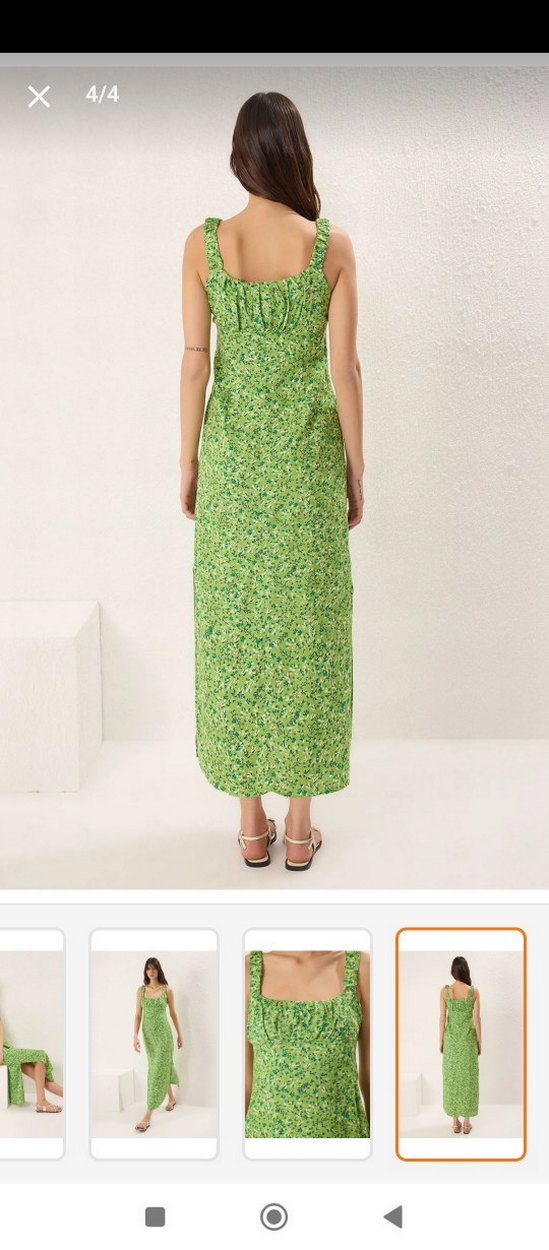 Yeşil Uzun Askılı Salaş Elbise - Görsel 2