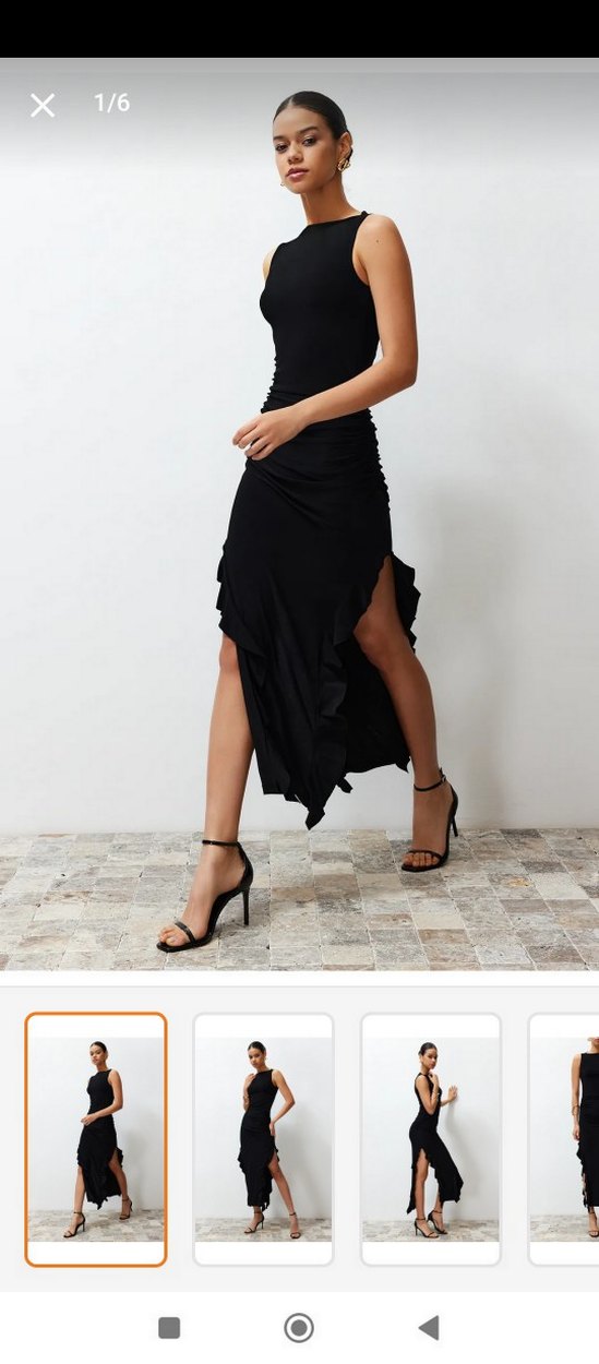 Siyah Drapeli Uzun Straplez Elbise - Görsel 2