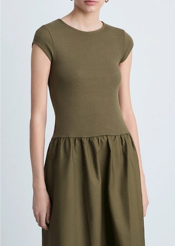 Kadın Haki Uzun Kolsuz Elbise - Görsel 2