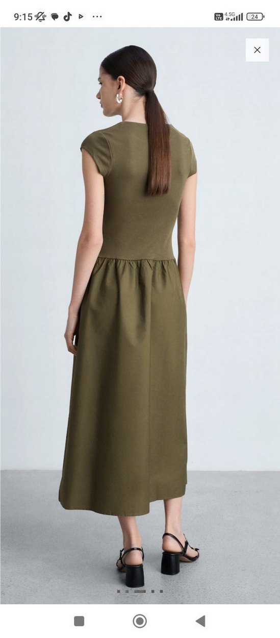 Kadın Haki Uzun Kolsuz Elbise - Görsel 4