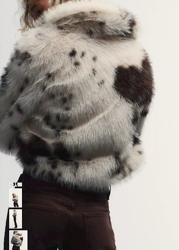 Zara Kürk Leopar Desenli Suni Kürk Bluz - Görsel 4