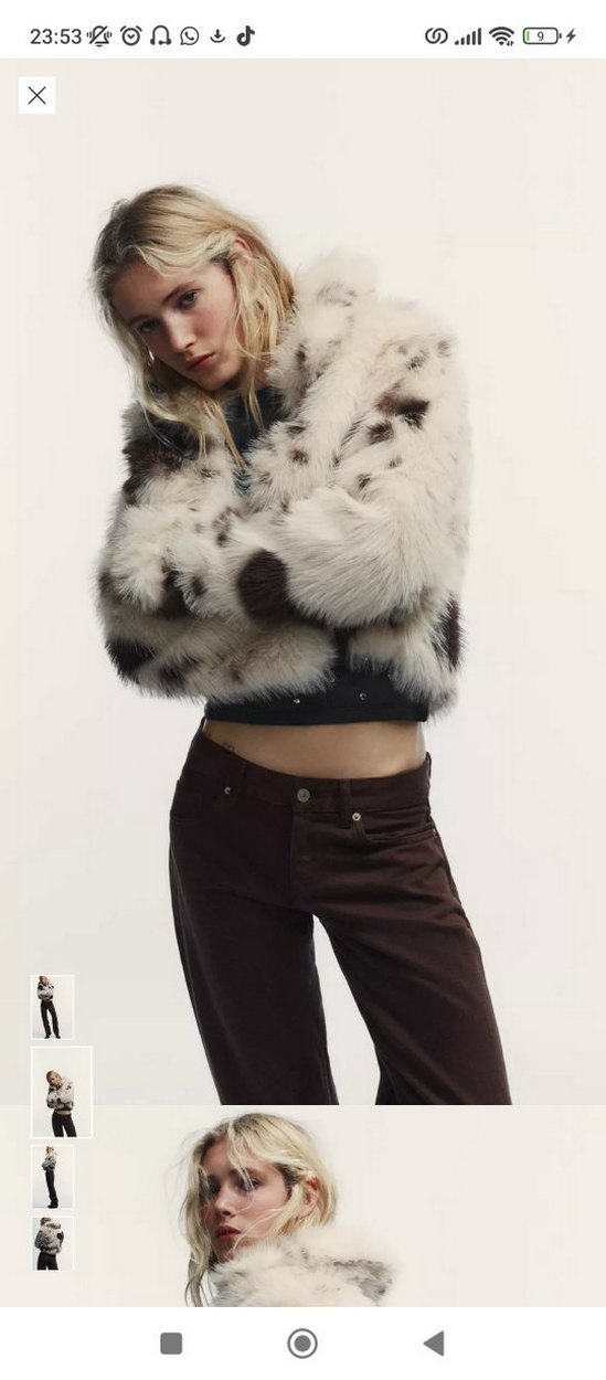 Zara Kürk Leopar Desenli Suni Kürk Bluz - Görsel 2