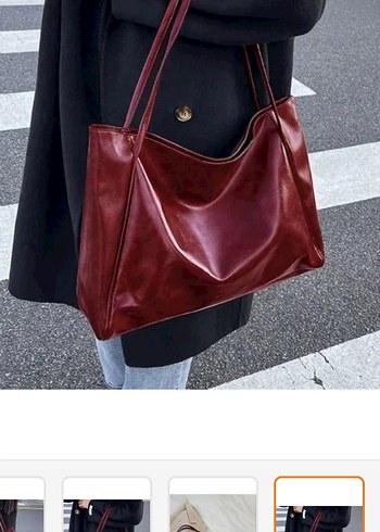 Bordo Parlak Deri Kadın Çanta - Görsel 2