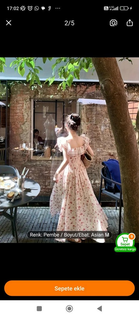 Pembe Straplez Çiçekli Uzun Elbise - Görsel 2