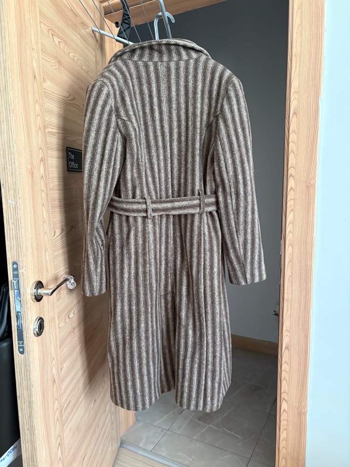 Çizgili Vintage Tarzda Kaşe Kaban — görsel 7/12