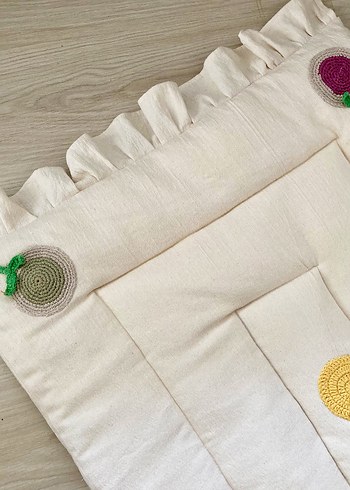 Nakışlı Beyaz Pamuklu Çocuk Oyun Matı - Görsel 2