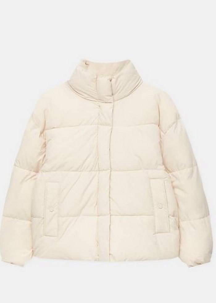 Düğmeli Beyaz Kadın Midi Mont - Görsel 2