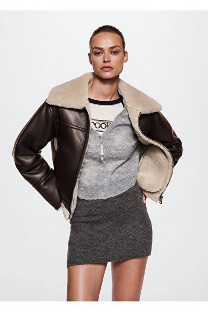 Kahverengi Kürklü Deri Kadın Ceket - Görsel 2