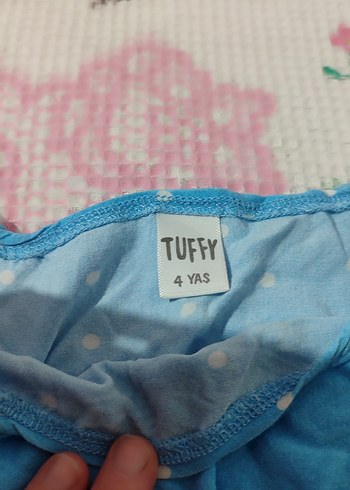 Diğer Mavi Kız Pijama Takımı, Askısız Üst, Fırfırlı