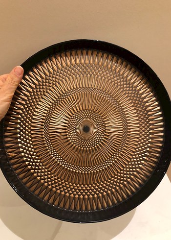 Koyu Bej Soyut Desenli Tabak/ Tepsi - Görsel 2