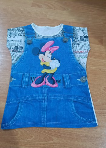 Minnie Mouse Baskılı Kot Elbise