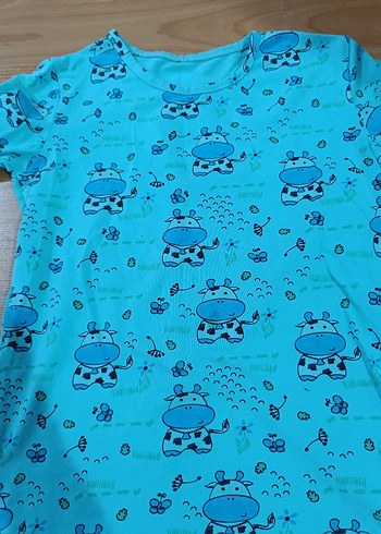 Uzun Kollu Turkuaz Kız Çocuk Tişörtü - Görsel 3
