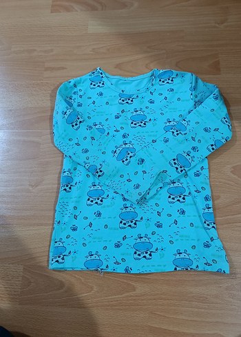 Uzun Kollu Turkuaz Kız Çocuk Tişörtü - Görsel 2