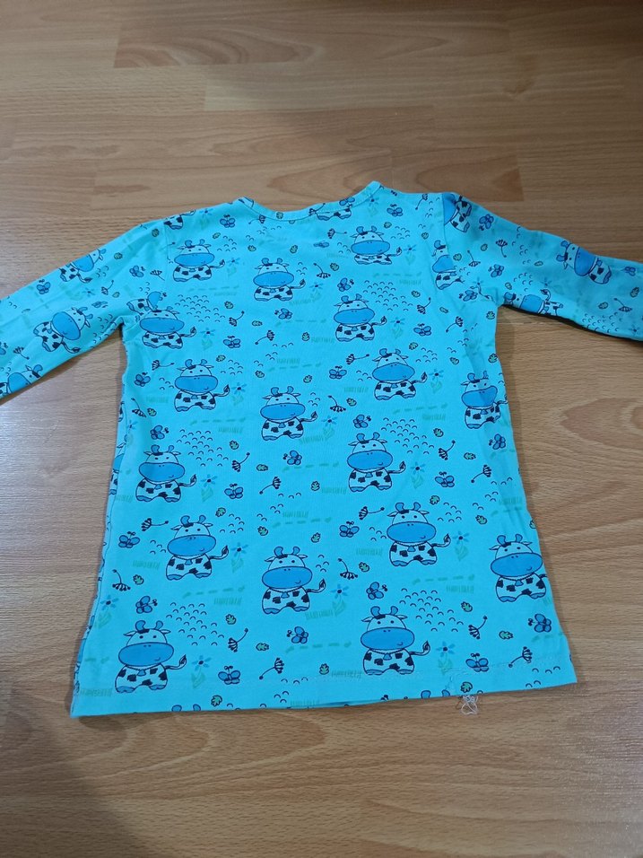 Uzun Kollu Turkuaz Kız Çocuk Tişörtü - Görsel 4