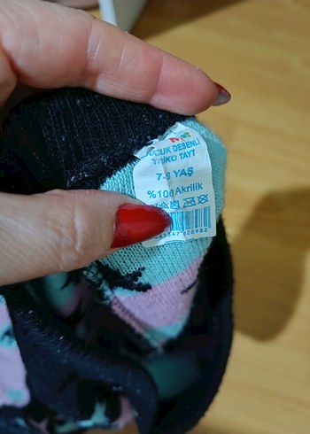 Kız Çocuk Mor Desenli Triko Tayt - Görsel 4