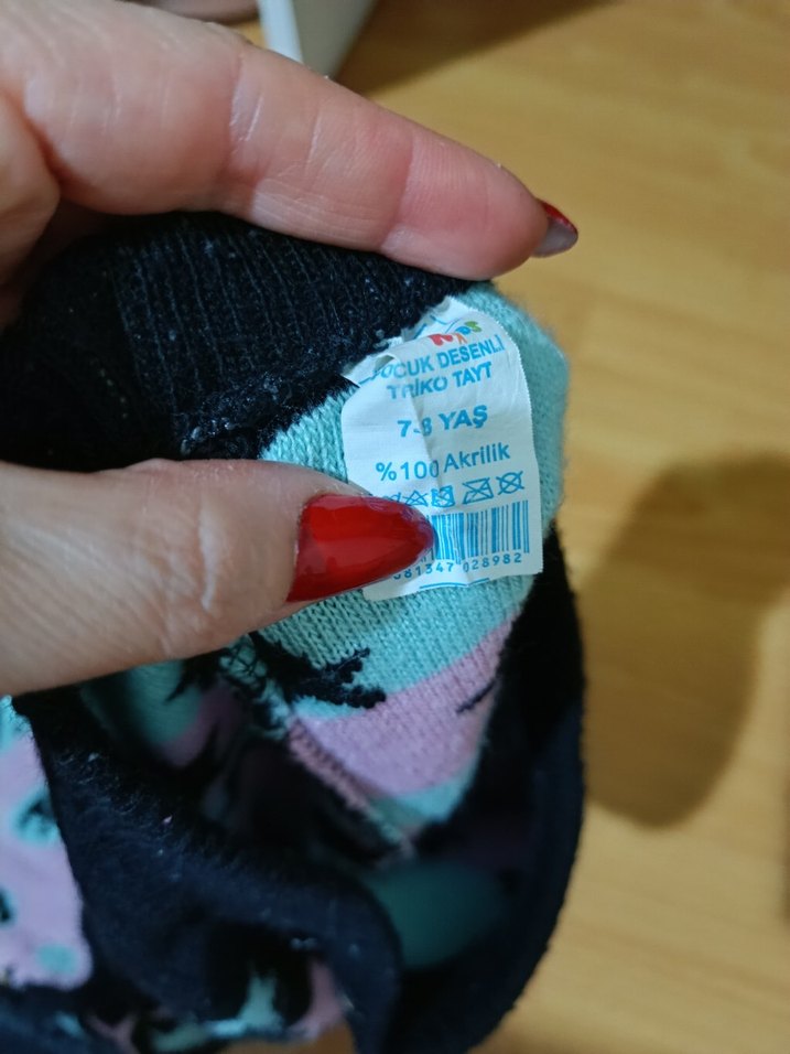 Kız Çocuk Mor Desenli Triko Tayt - Görsel 4