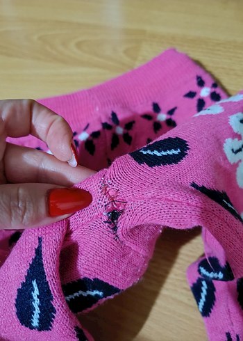 Kız Çocuk Pembe Çiçekli Triko Tayt - Görsel 6