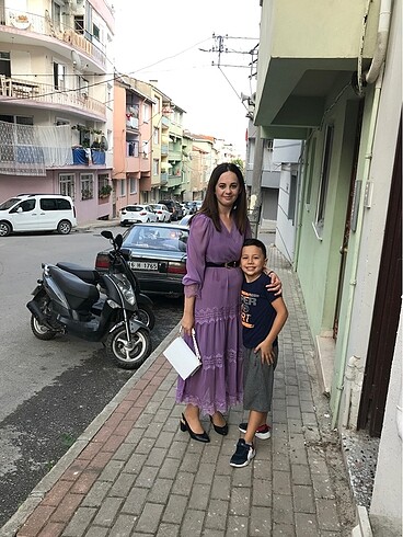 m Beden mor Renk Elbise