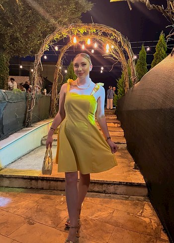 Sarı Mini Askılı Günlük Elbise