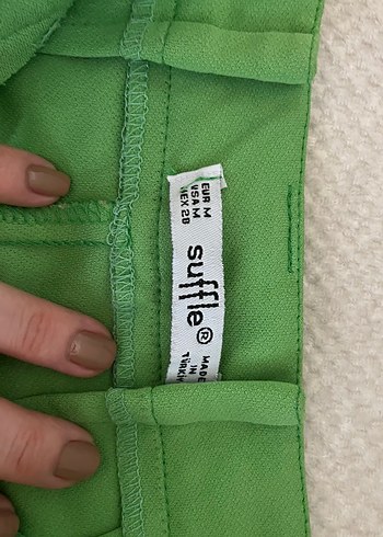 Diğer Düğmeli Yeşil Kadın Kumaş Pantolon