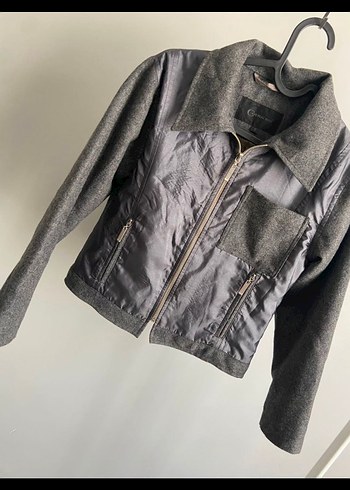 Cotton Bar Gri Mini Street Style Kadın Ceket