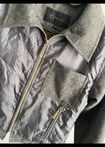 s Beden Gri Mini Street Style Kadın Ceket