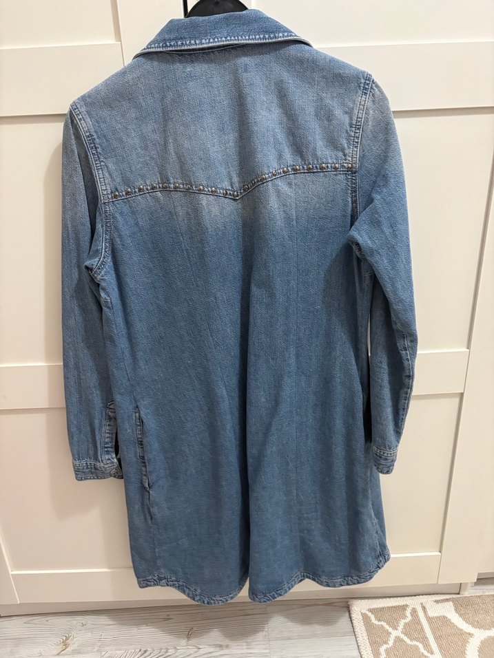 Mavi jeans kot elbise - Görsel 4