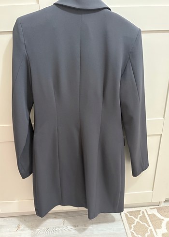 Gri Düğmeli ceket elbise - Görsel 3