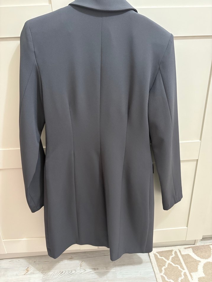 Gri Düğmeli ceket elbise - Görsel 3