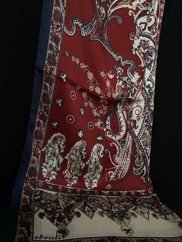 Bordo Bohem Tarzı Kadın Şal - Görsel 2