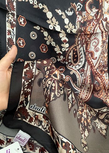 Kahverengi Bohem İpek Desenli Şal - Görsel 3