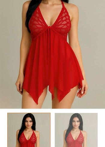 Beyaz Mini İp Askılı Gecelik - Görsel 2