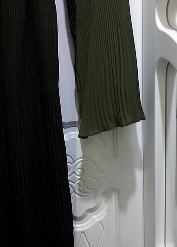 Haki yeşili kendinden piliseli elbise  - Görsel 2