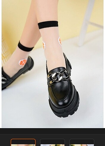 Zara Kadın siyah zincirli kalin tabanlı siyah loafer ayakkabi