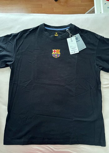 Siyah Barcelona Baskılı Erkek Tişört