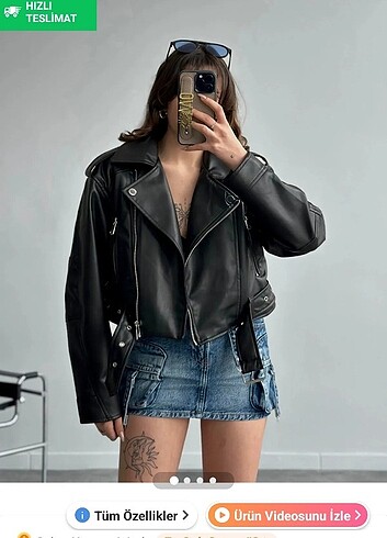 Kadın deri crop ceket 