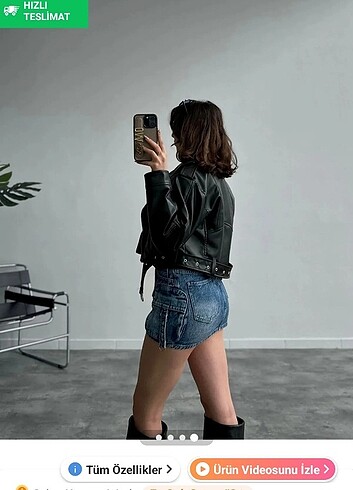 Diğer Kadın deri crop ceket