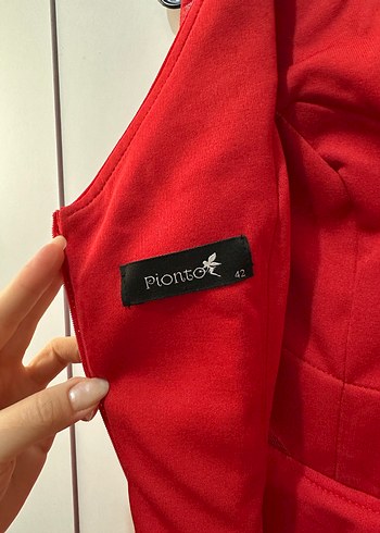 Klasik V Yaka Uzun Kırmızı Tül Abiye Elbise - Görsel 6