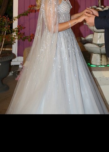 Buz mavisi Prenses Nişan Elbisesi - Görsel 2