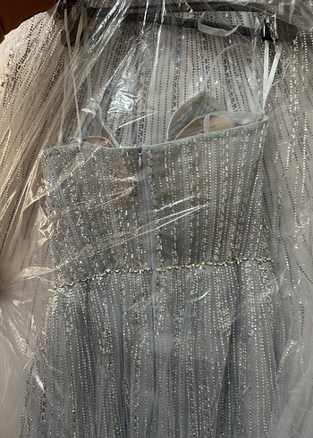 Buz mavisi Prenses Nişan Elbisesi - Görsel 5