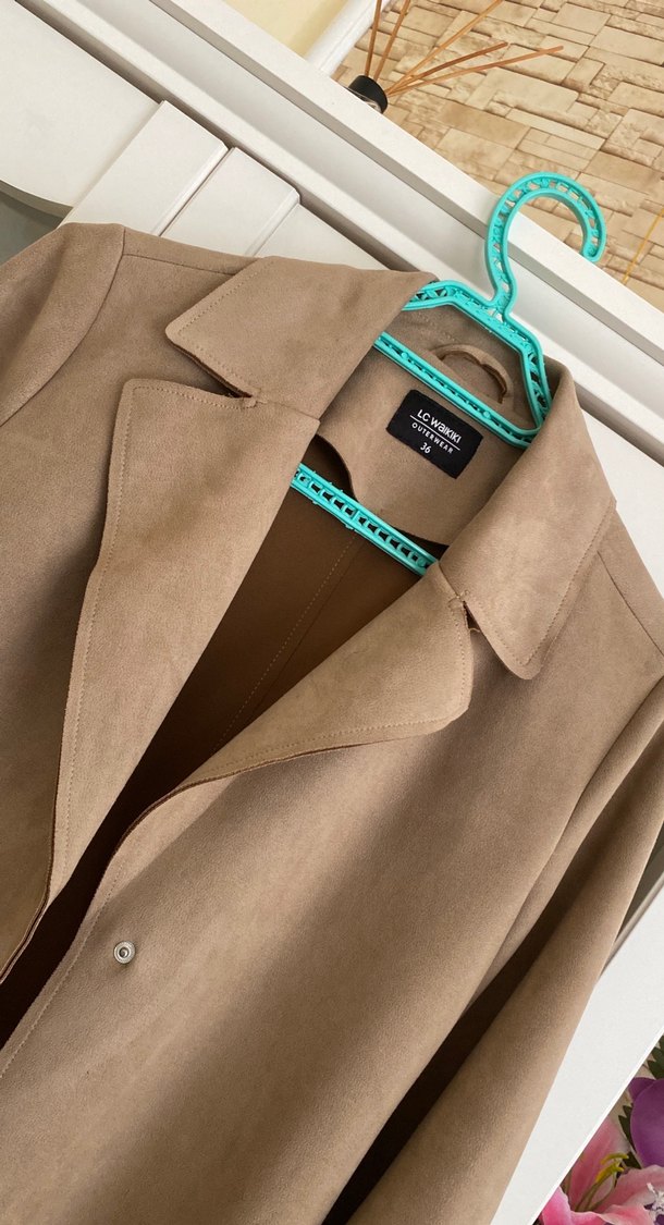 Bej Süet Midi Kadın Trençkot - Görsel 2