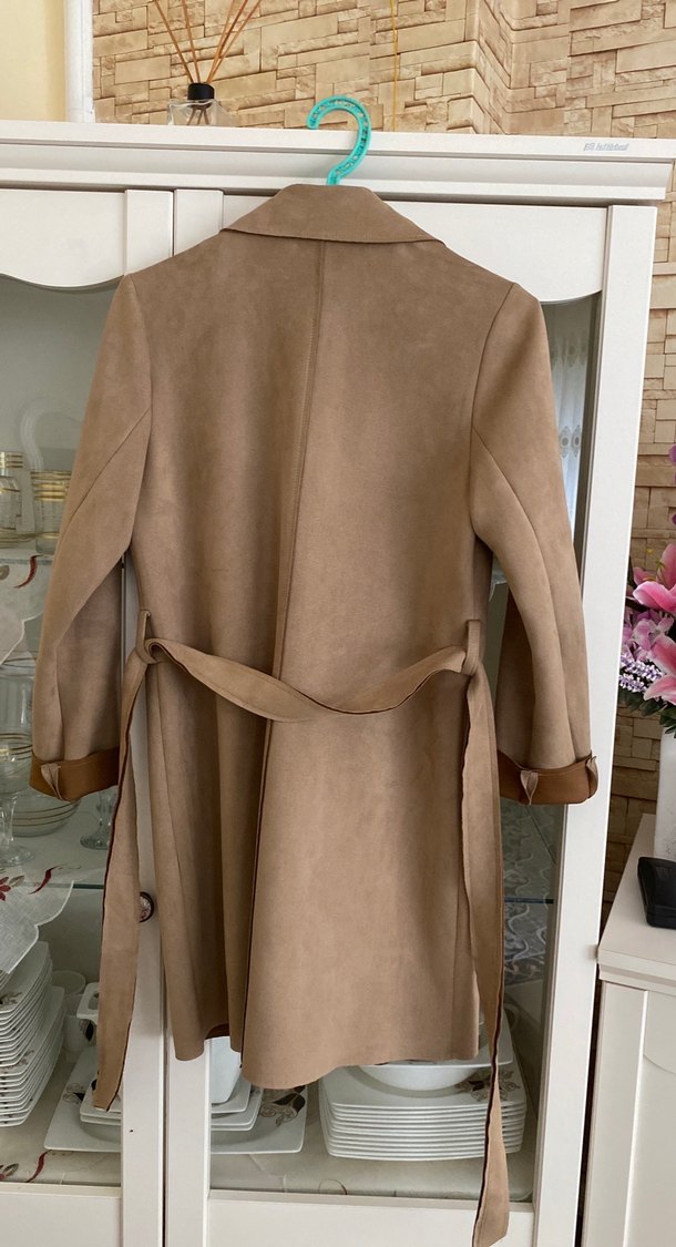Bej Süet Midi Kadın Trençkot - Görsel 4