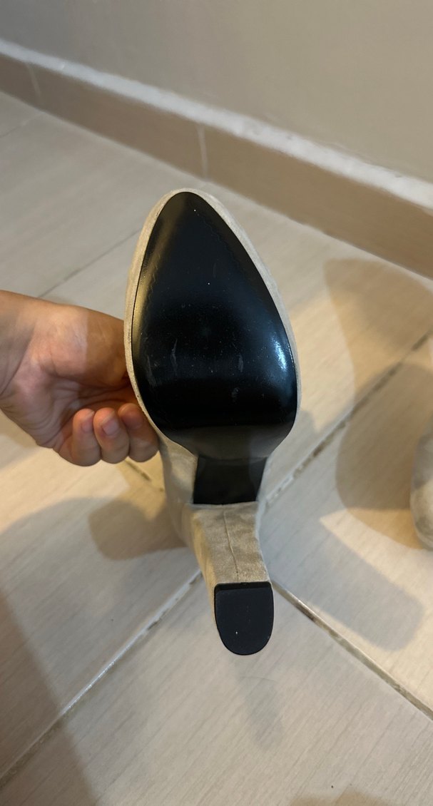 Gri Süet Platform Topuklu Kadın Ayakkabısı - Görsel 3