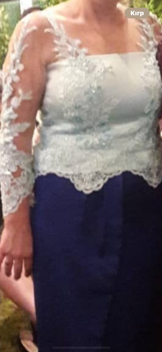 Özel dikim Turkuaz Dantel Detaylı Uzun Kollu abiye bluzu - Görsel 2