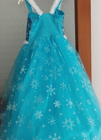 5 Yaş Beden mavi Renk Elsa kostümü ve tacı