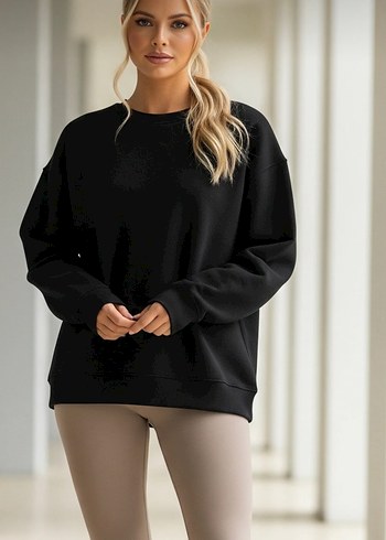 Siyah Oversize Kadın Sweatshirt