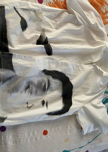 Zara Baskılı Beyaz Keten Gömlek