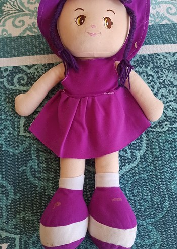 Mor şapkalı renkli bez bebek - Görsel 3